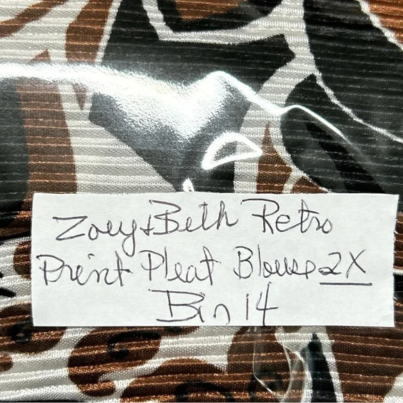 Women’s 2X Top Colorful Accordion Pleat Retro Print Jewel Boho Artsy‎ Coquette - Picture 11 of 11